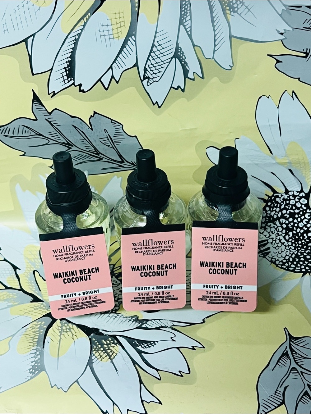 3 BATH & BODY WORKS WAIKIKI BEACH COCONUT WALLFLOWER FRAGRANCE REFILL BULB PLUG